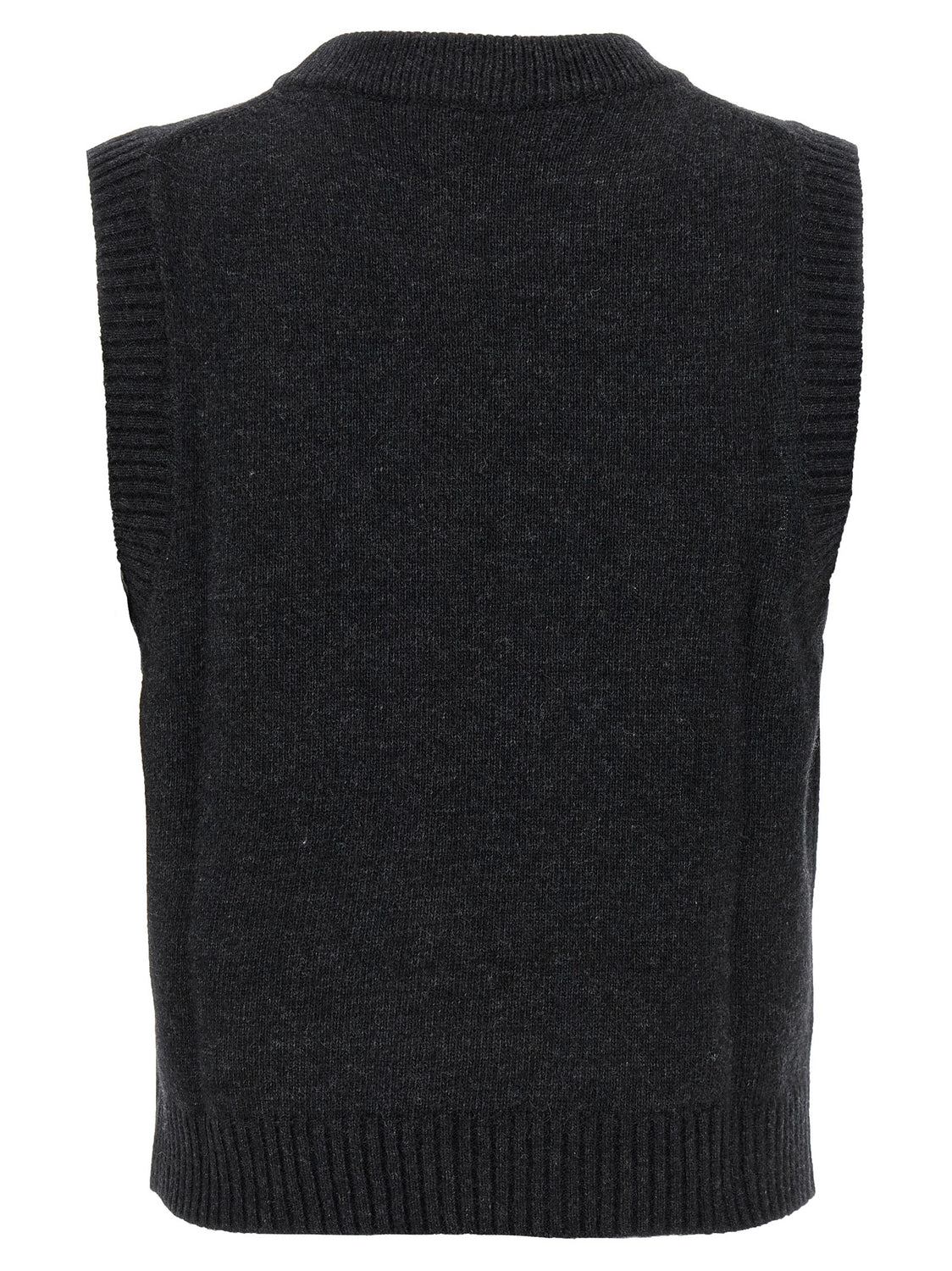 Black Wool Sleeveless Jacket