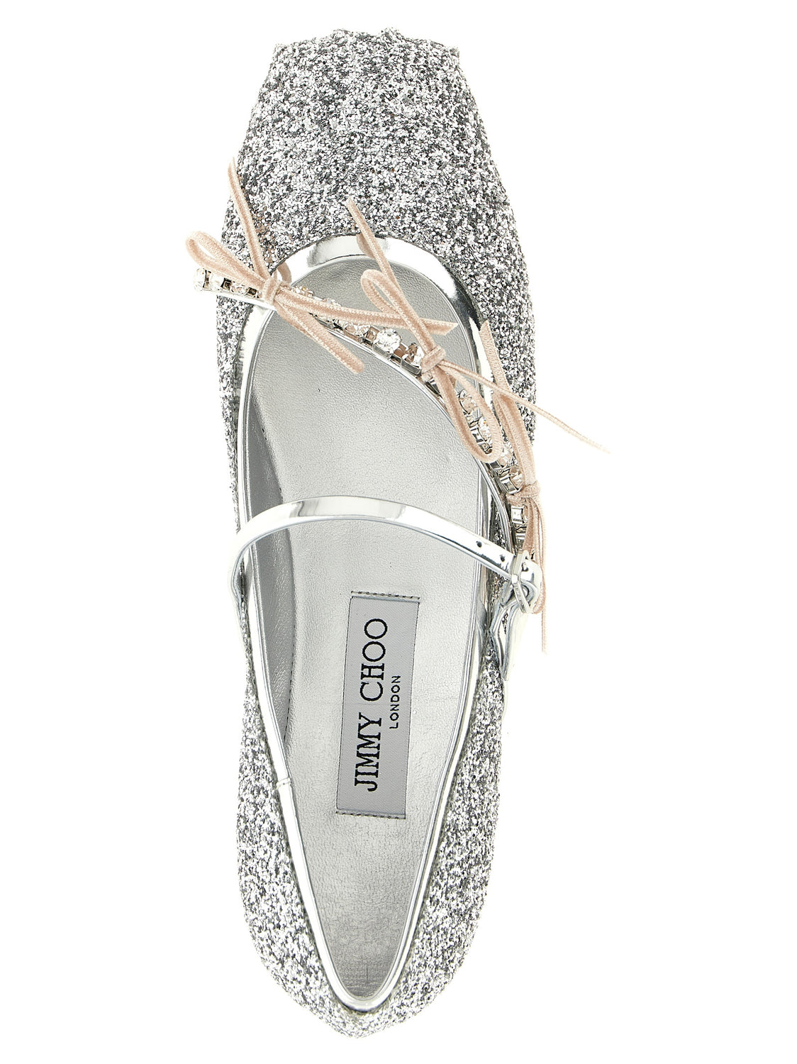 Silver Tencel Ballet Flats
