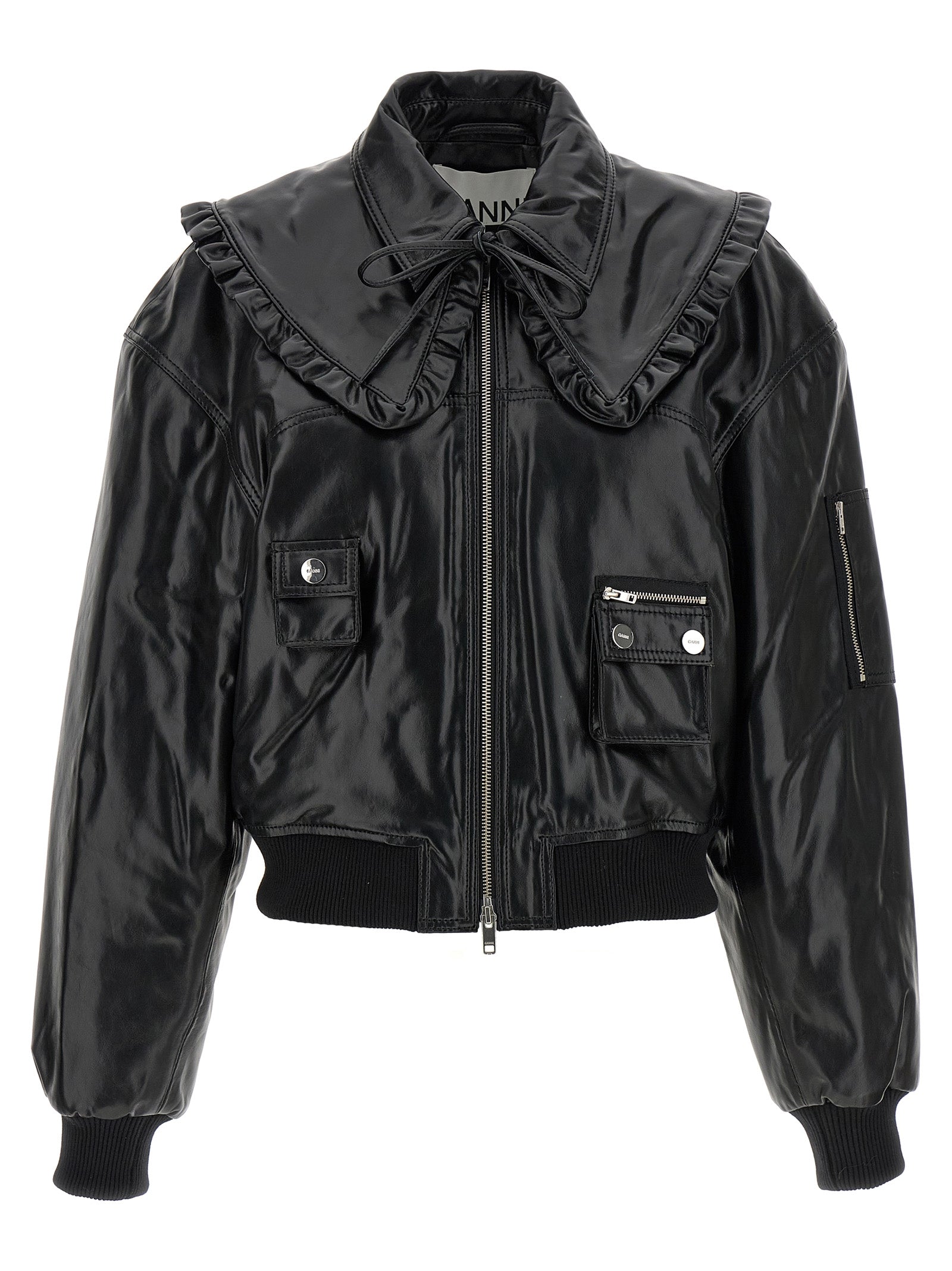 Black Leather Bomber