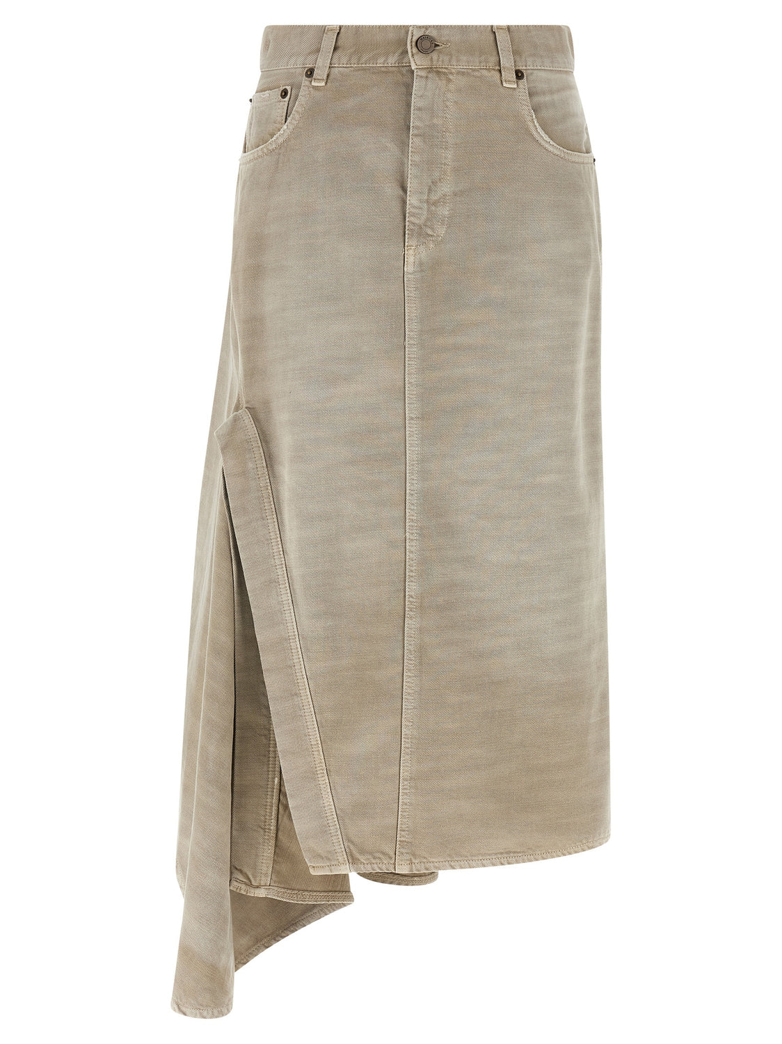 Gray Cotton Midi Skirt