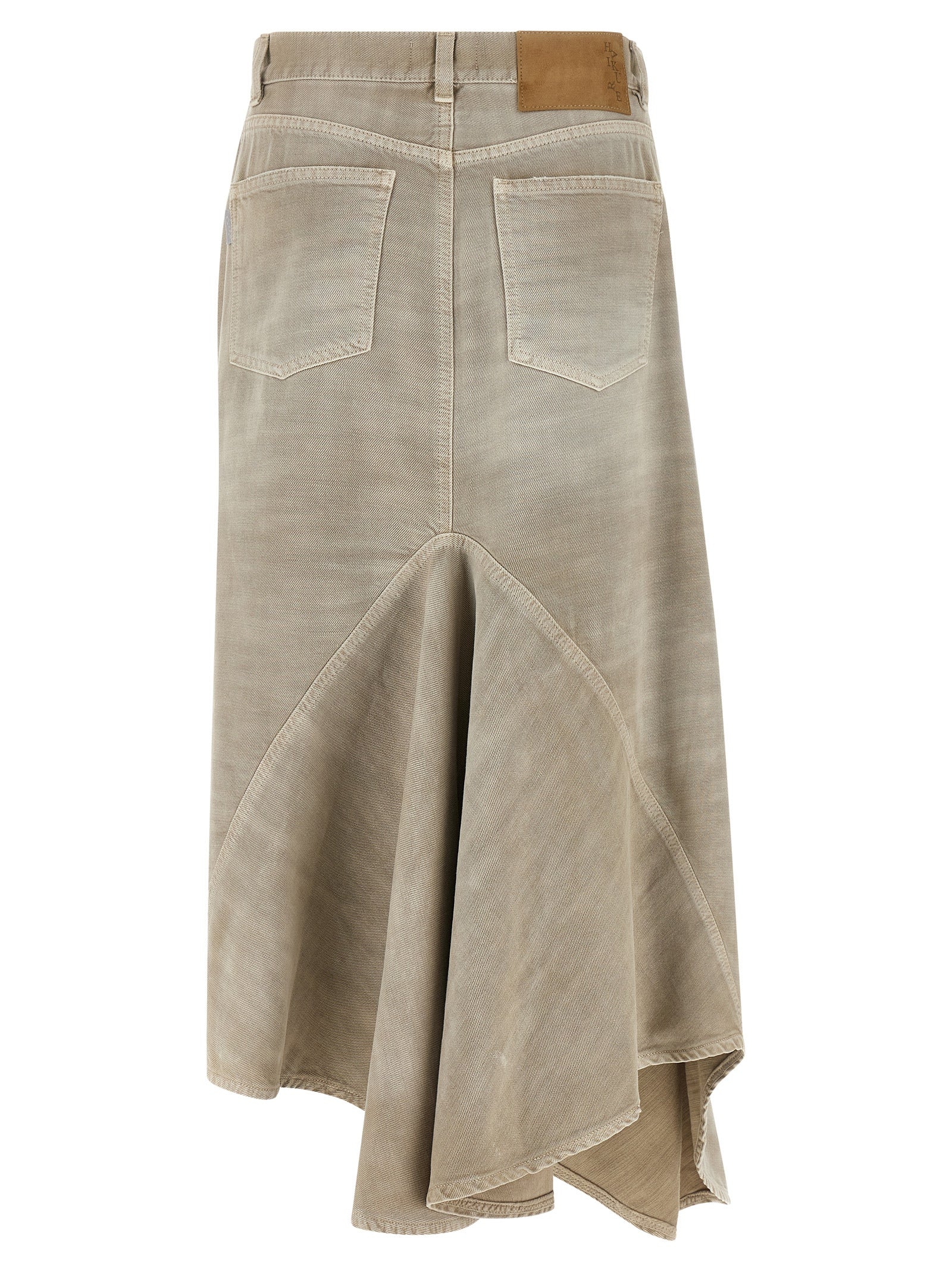 Gray Cotton Midi Skirt