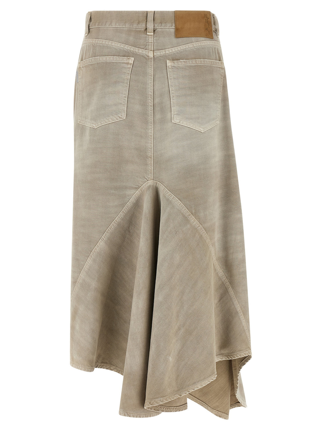 Gray Cotton Midi Skirt