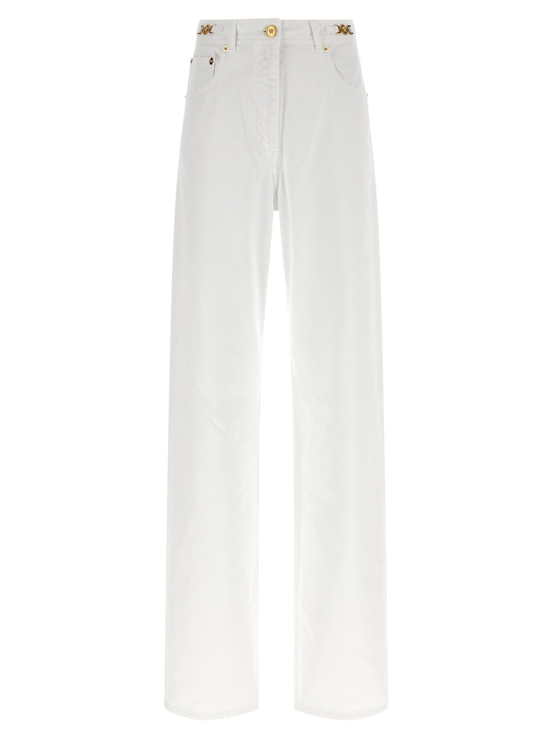 White Cotton Straight-Leg Jeans
