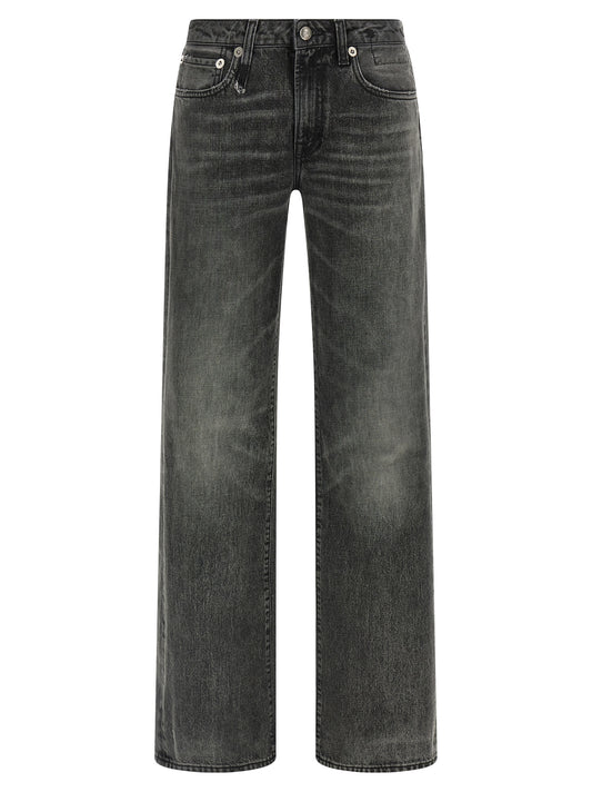 Gray Cotton Straight-Leg Jeans