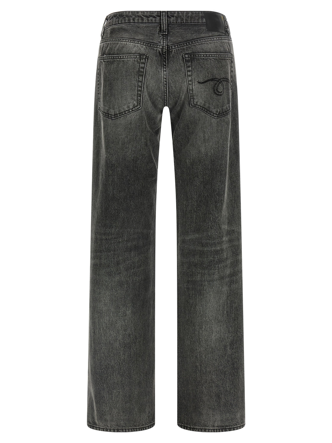 Gray Cotton Straight-Leg Jeans