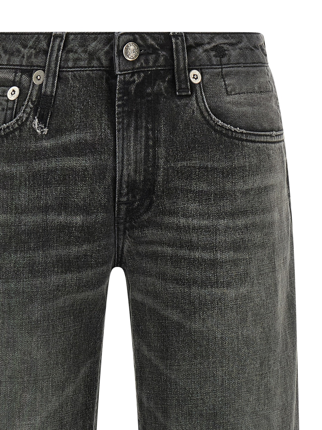 Gray Cotton Straight-Leg Jeans