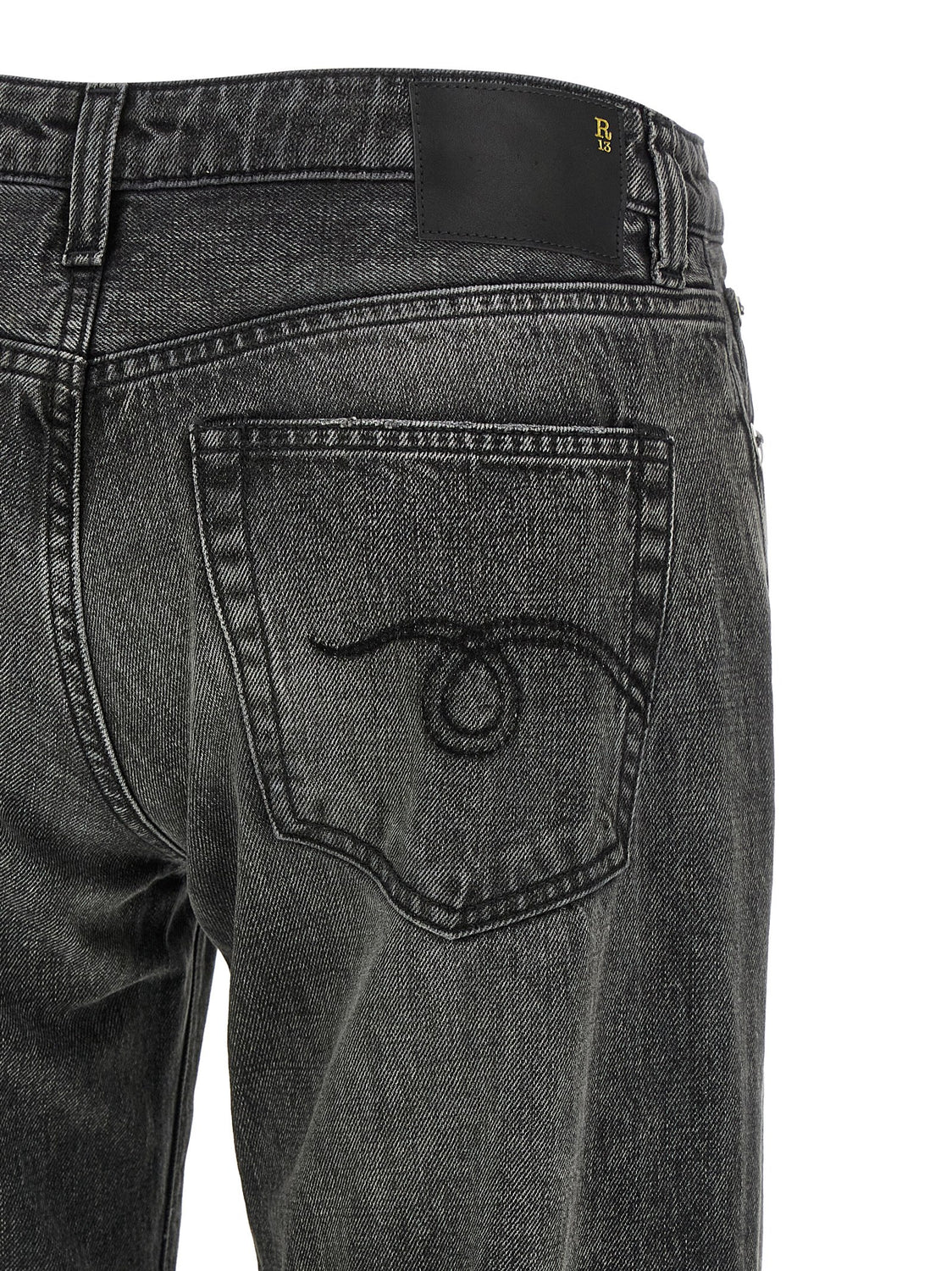Gray Cotton Straight-Leg Jeans