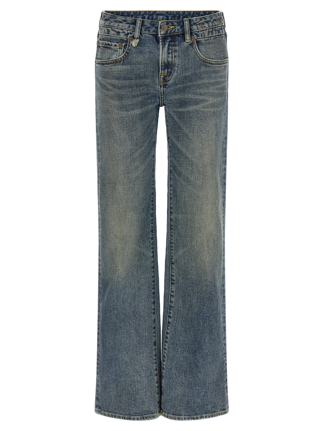 Blue Cotton Flared Jeans
