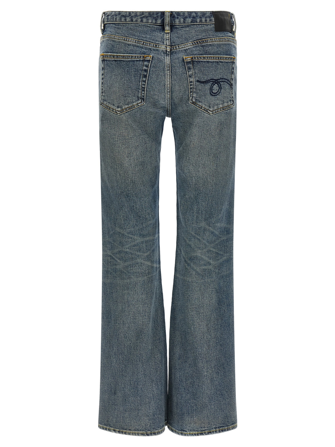 Blue Cotton Flared Jeans