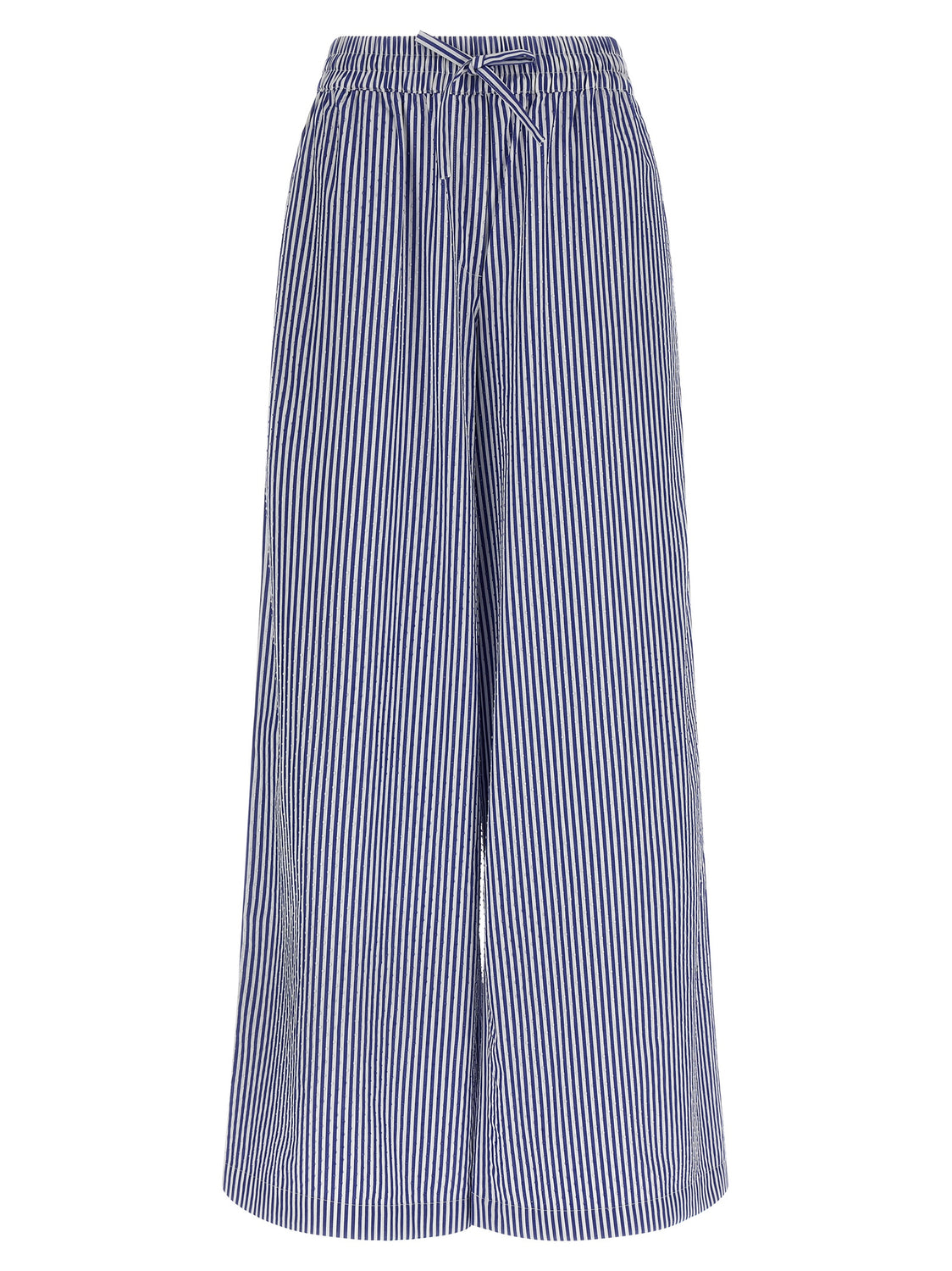 Blue Cotton Casual Pants