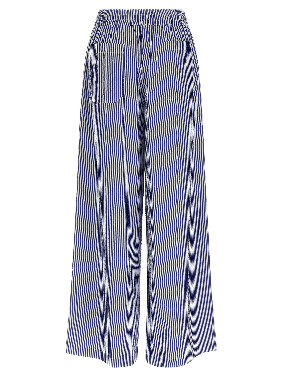 Blue Cotton Casual Pants