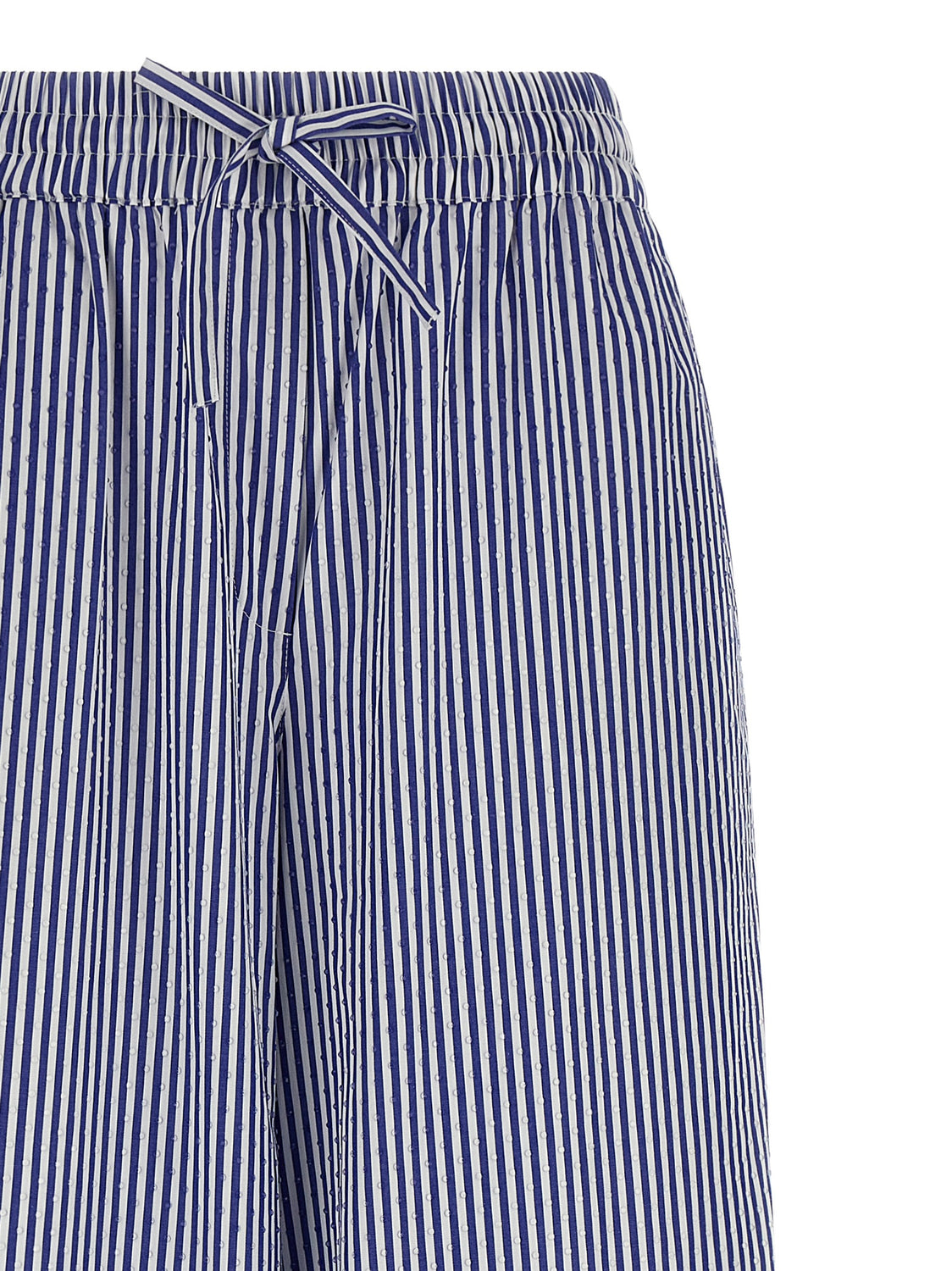 Blue Cotton Casual Pants