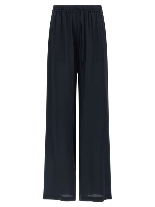Blue Silk Casual Pants