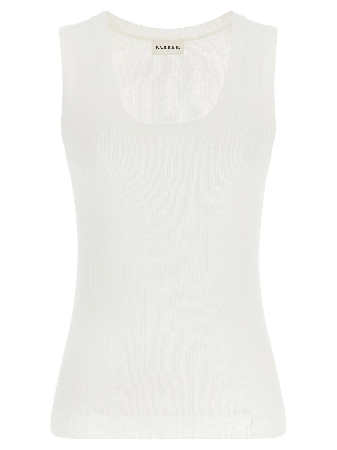 White Cotton Sleeveles T-Shirt