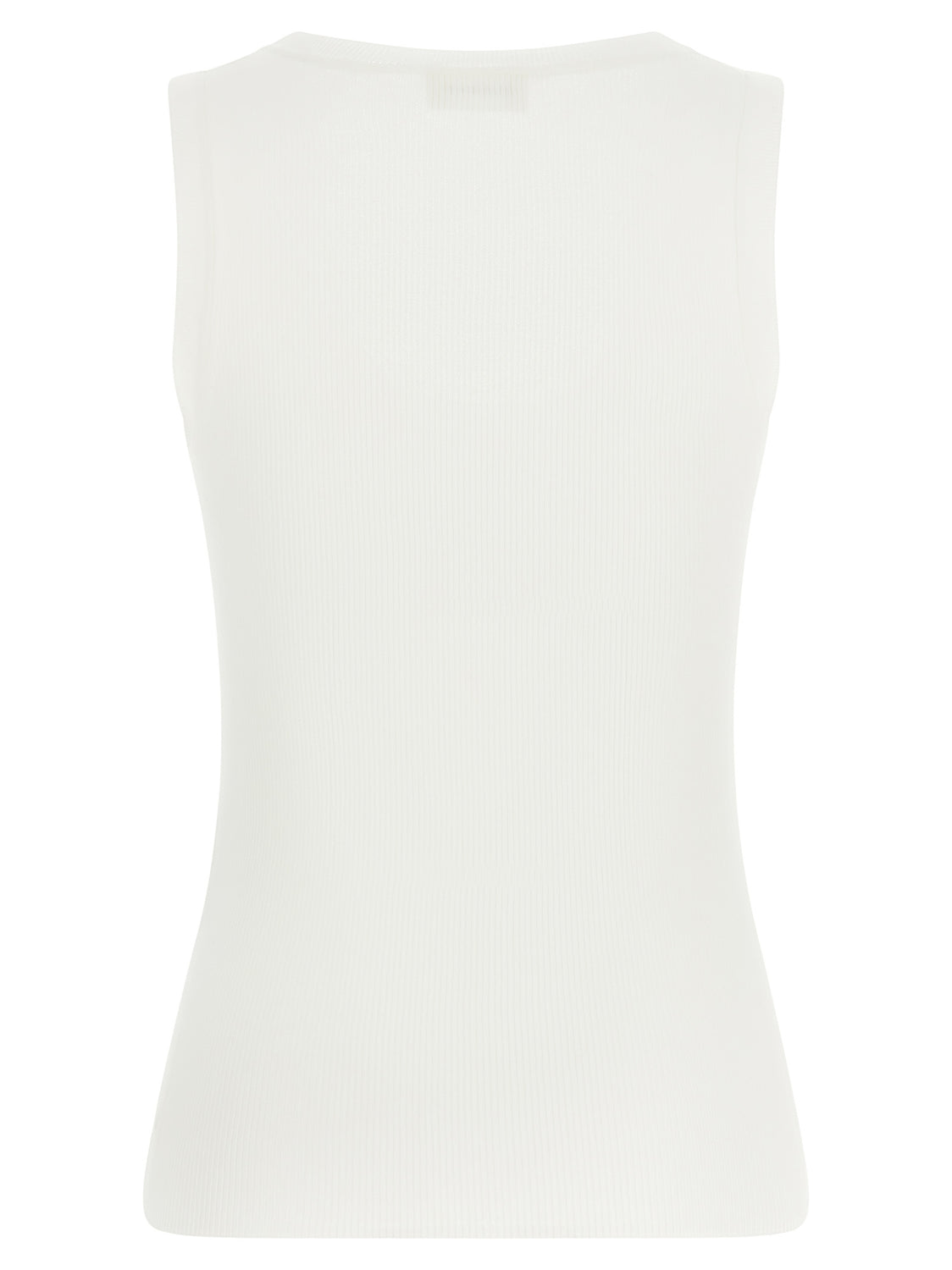 White Cotton Sleeveles T-Shirt