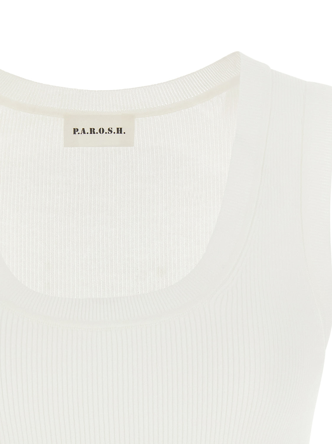 White Cotton Sleeveles T-Shirt