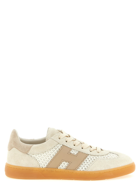 Beige Cotton Low Top Sneakers