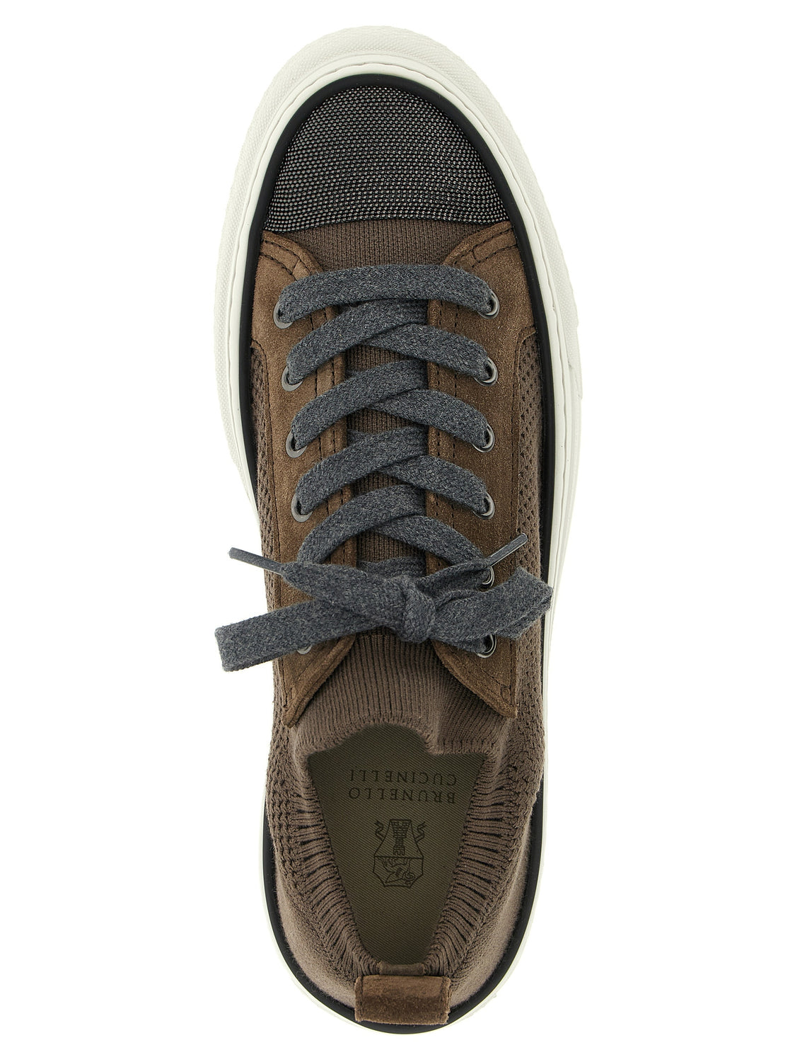 Brown Cotton Low Top Sneakers