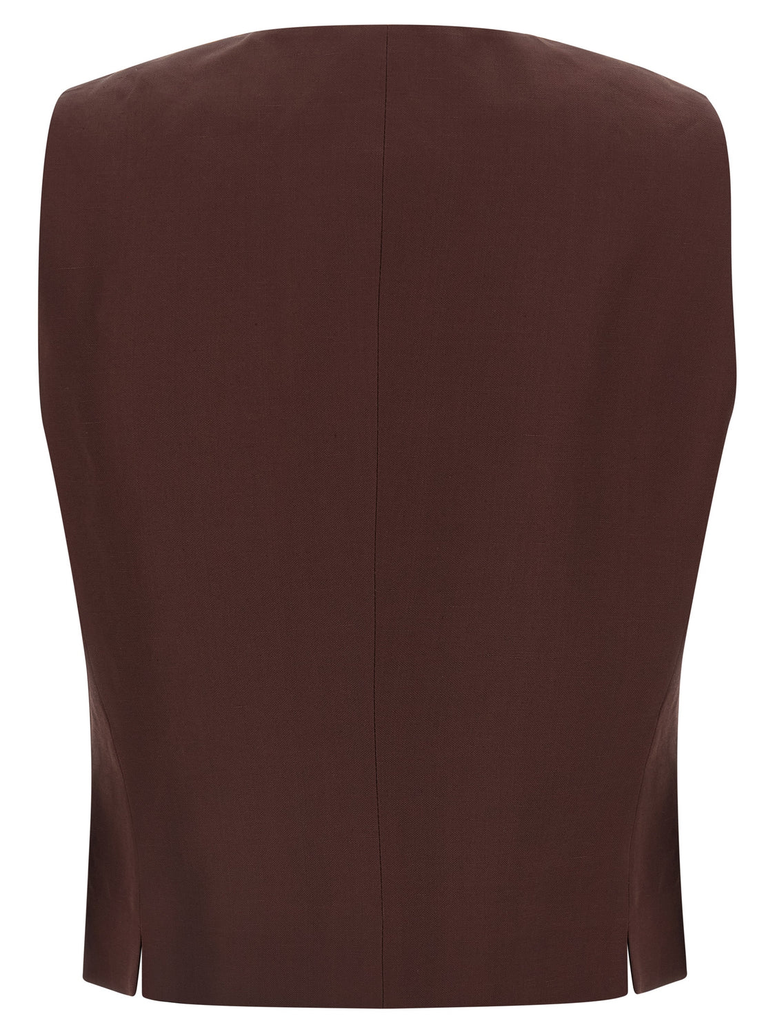 Brown Viscose Sleeveless Jacket