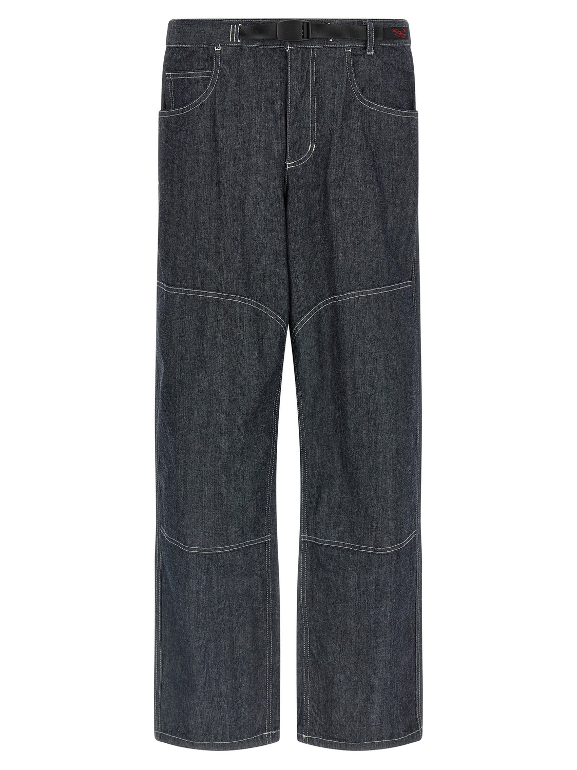 Blue Cotton Straight-Leg Jeans