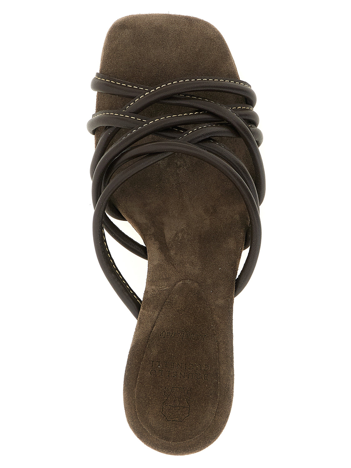 Brown Leather Stiletto Heel Sandals