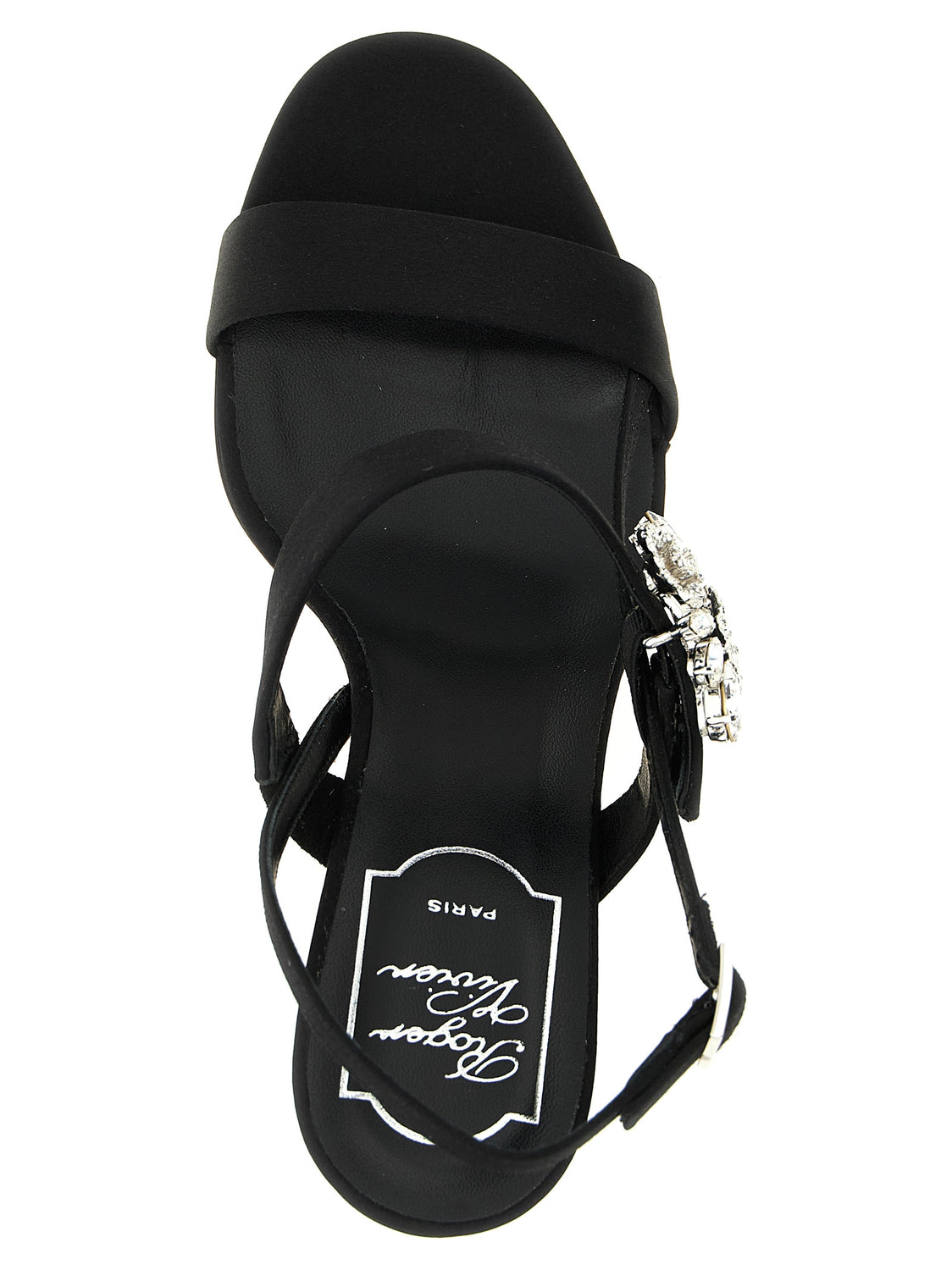 Black Viscose Stiletto Heel Sandals