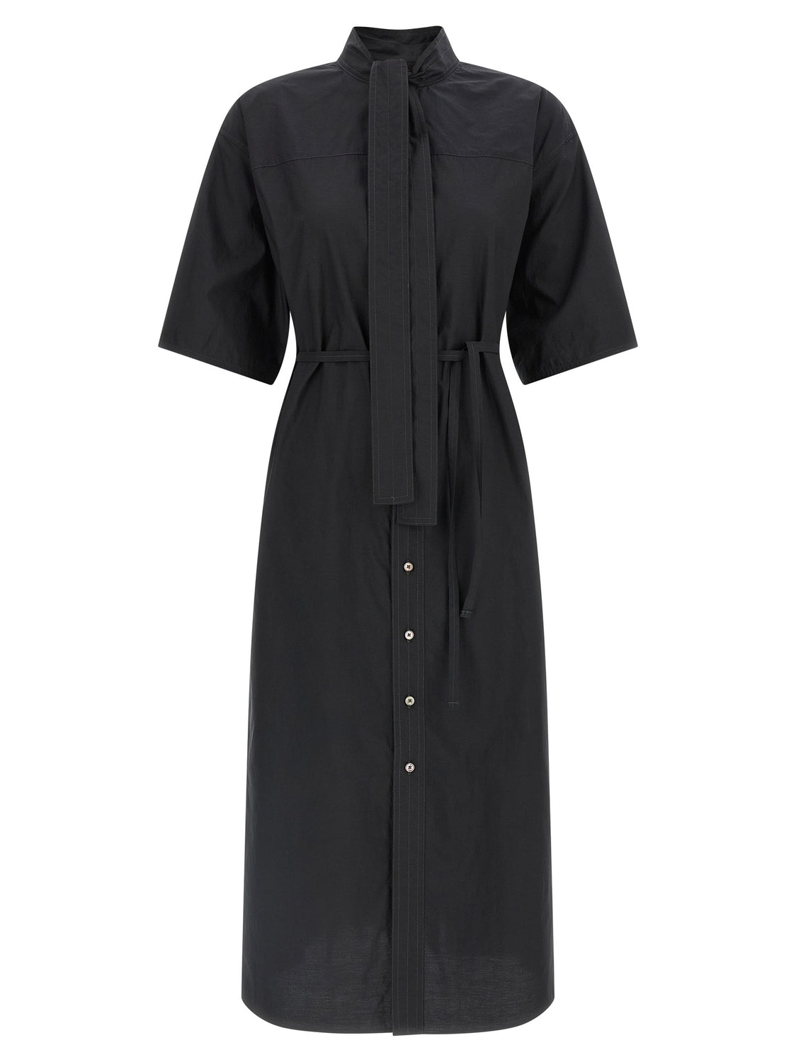 Black Cotton Midi Dress