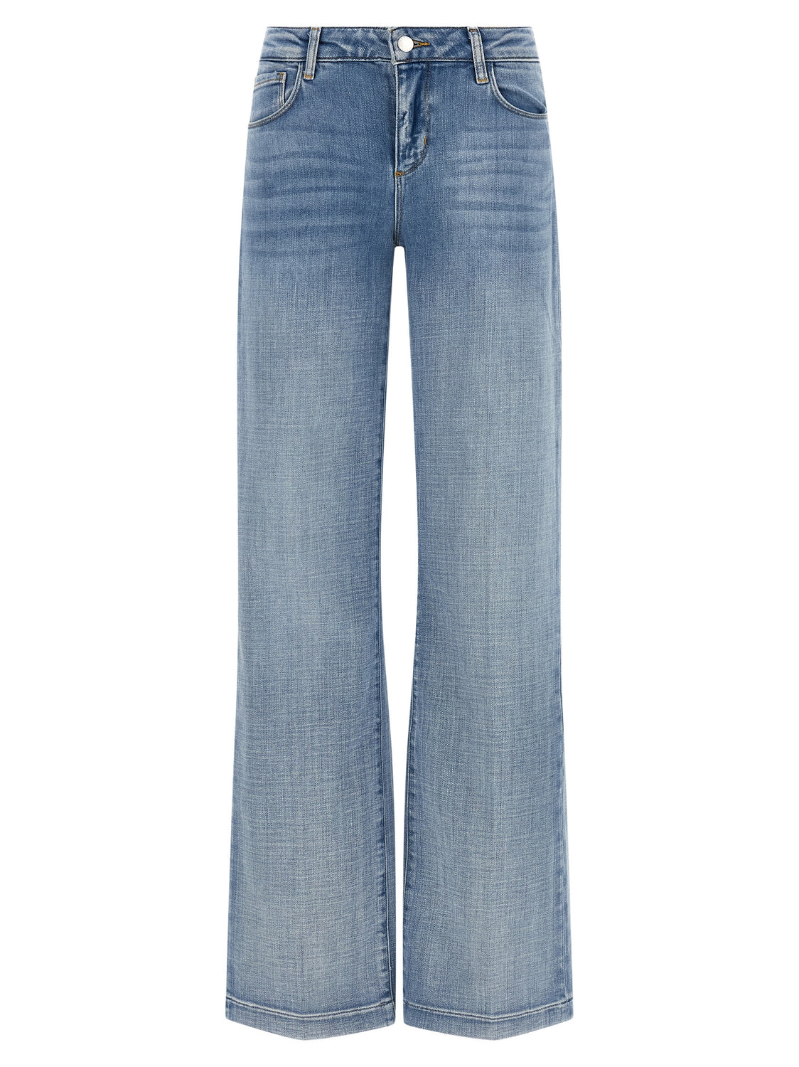 Blue Cotton Straight-Leg Jeans