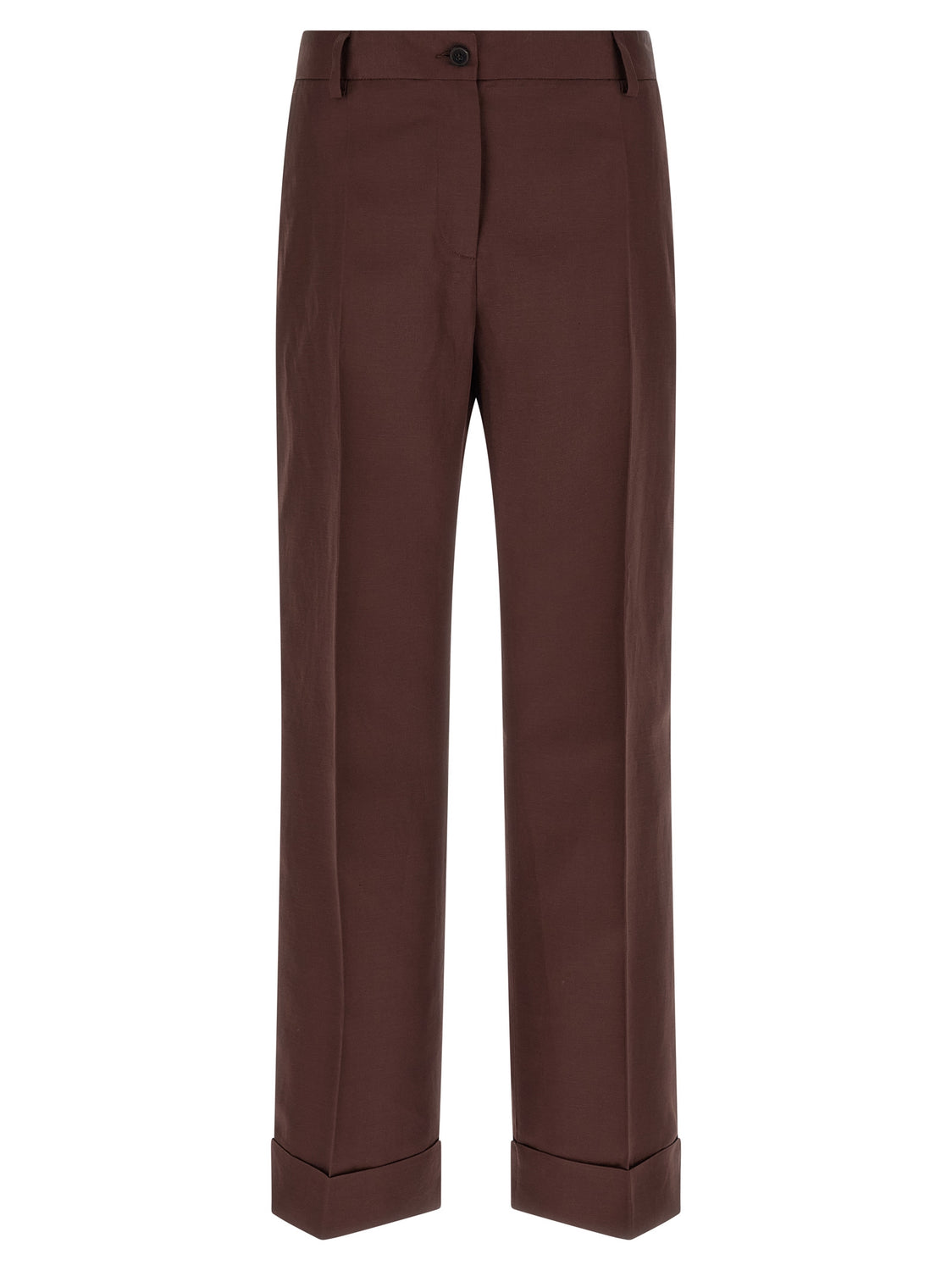 Brown Viscose Casual Pants