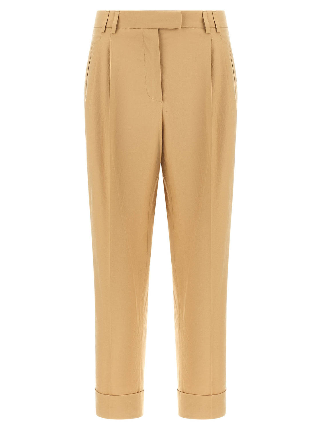 Beige Cotton Casual Pants