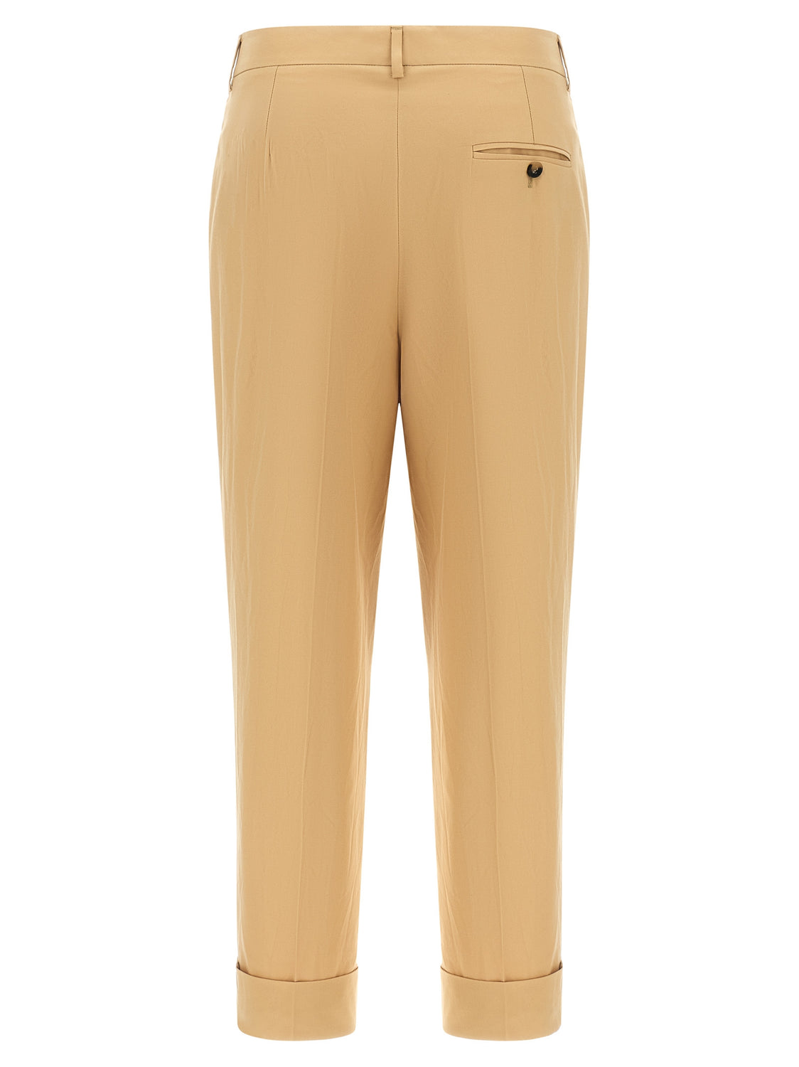 Beige Cotton Casual Pants