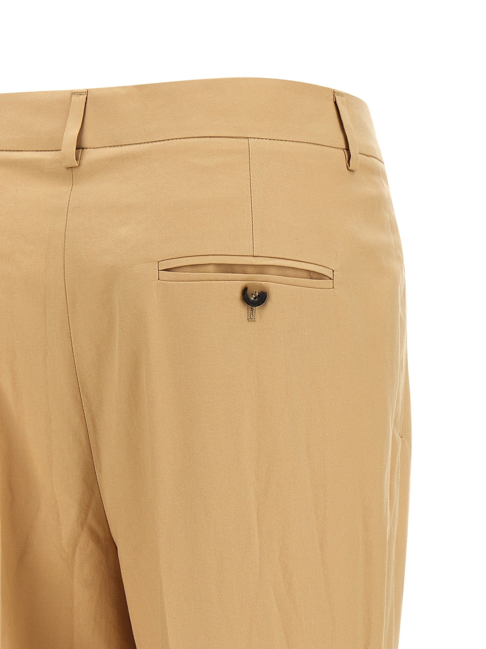 Beige Cotton Casual Pants