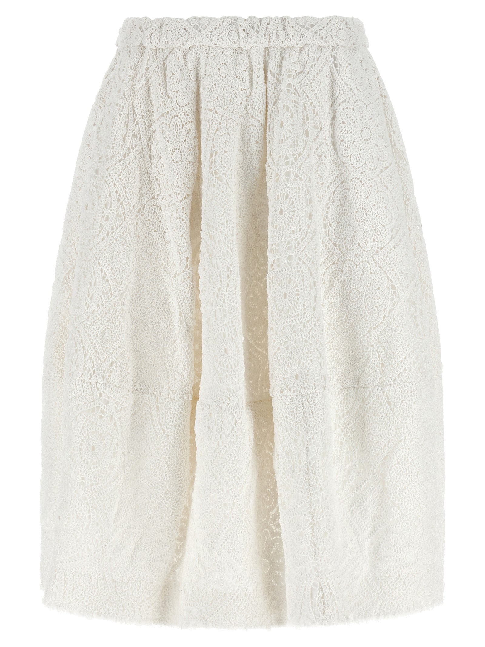 White Cotton Midi Skirt