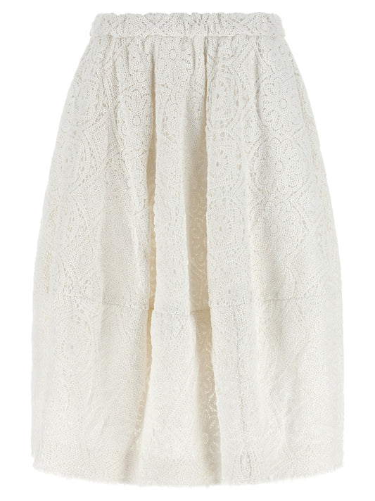 White Cotton Midi Skirt