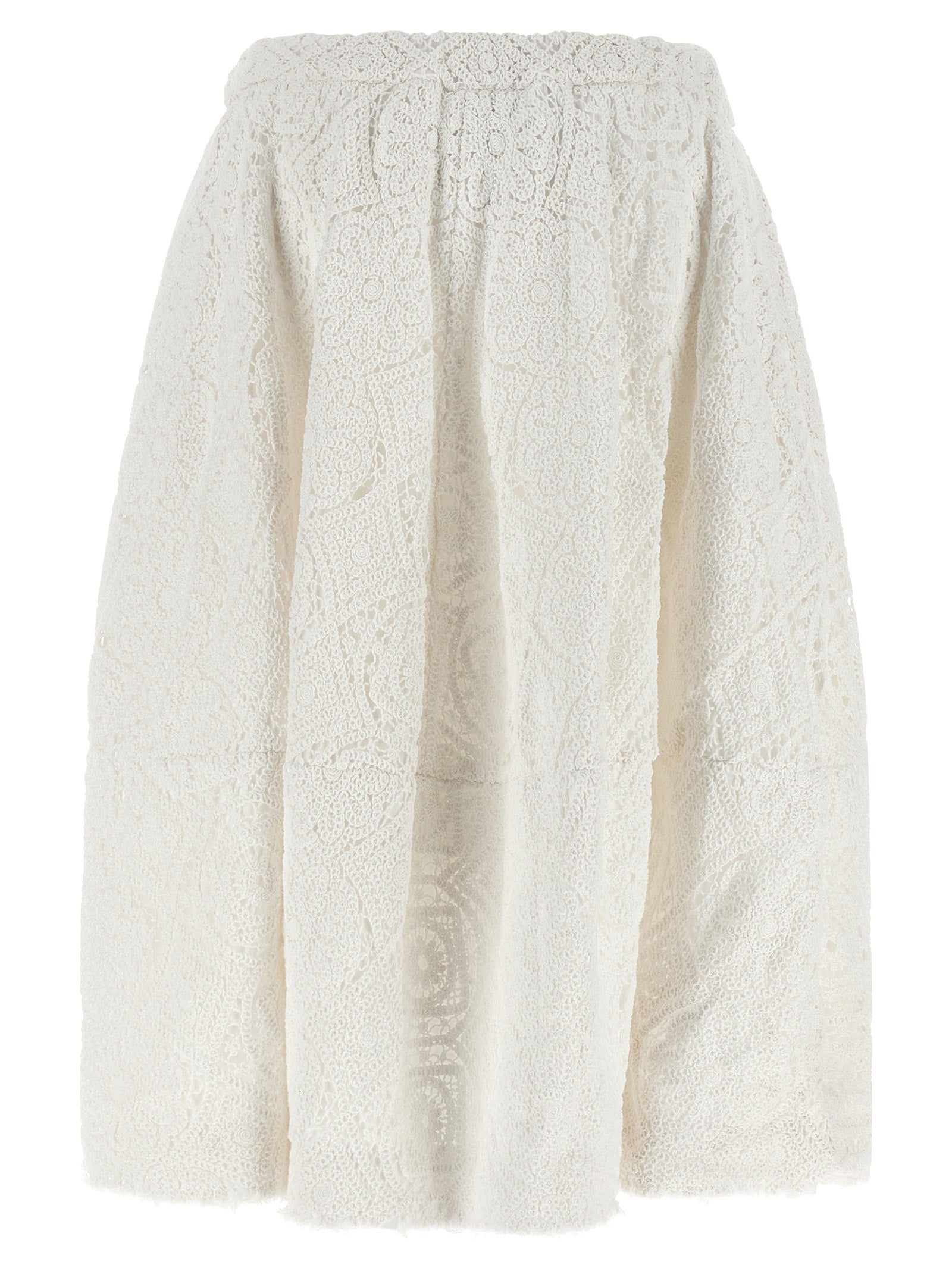 White Cotton Midi Skirt