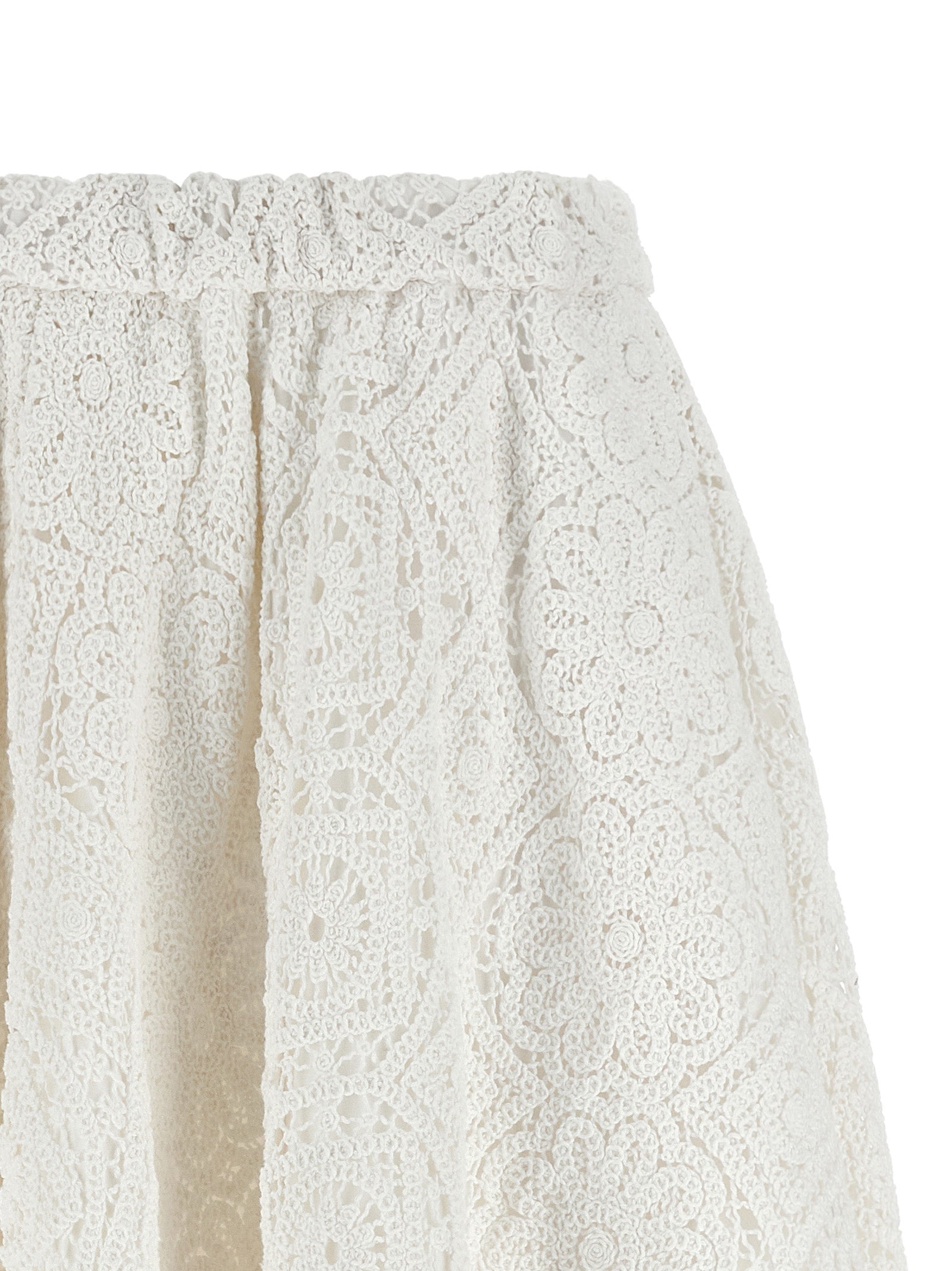 White Cotton Midi Skirt
