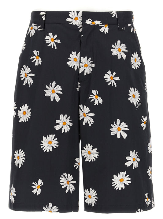 Black Cotton Bermuda Shorts