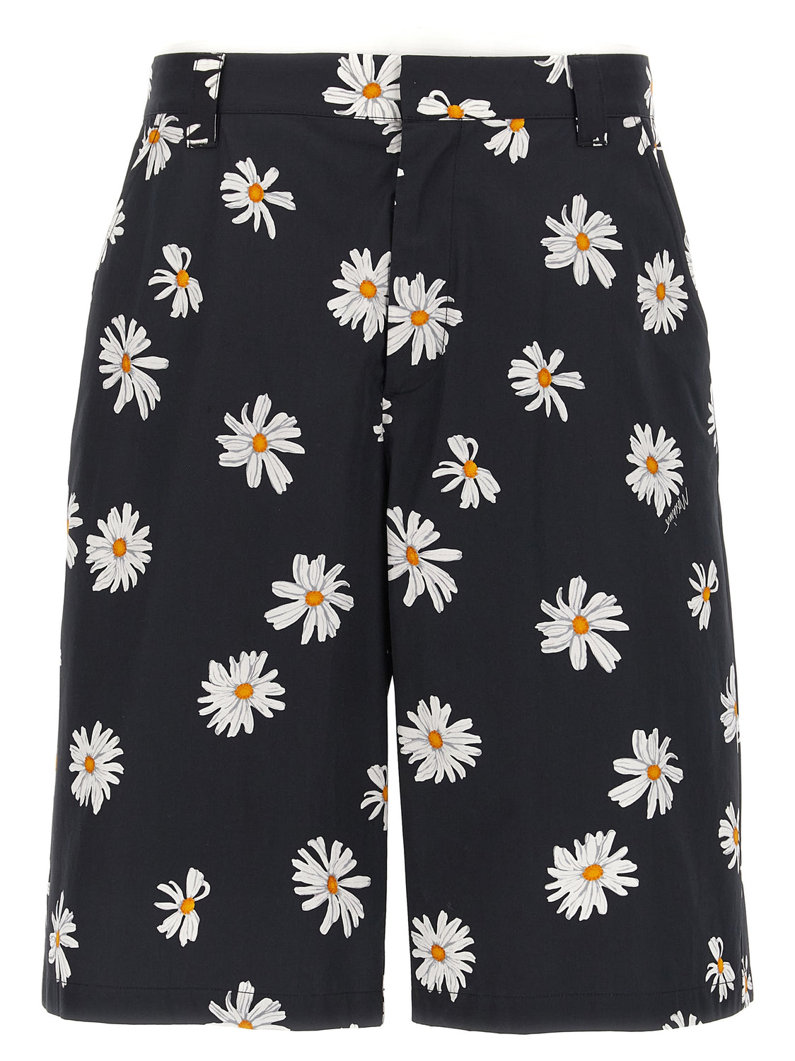 Black Cotton Bermuda Shorts