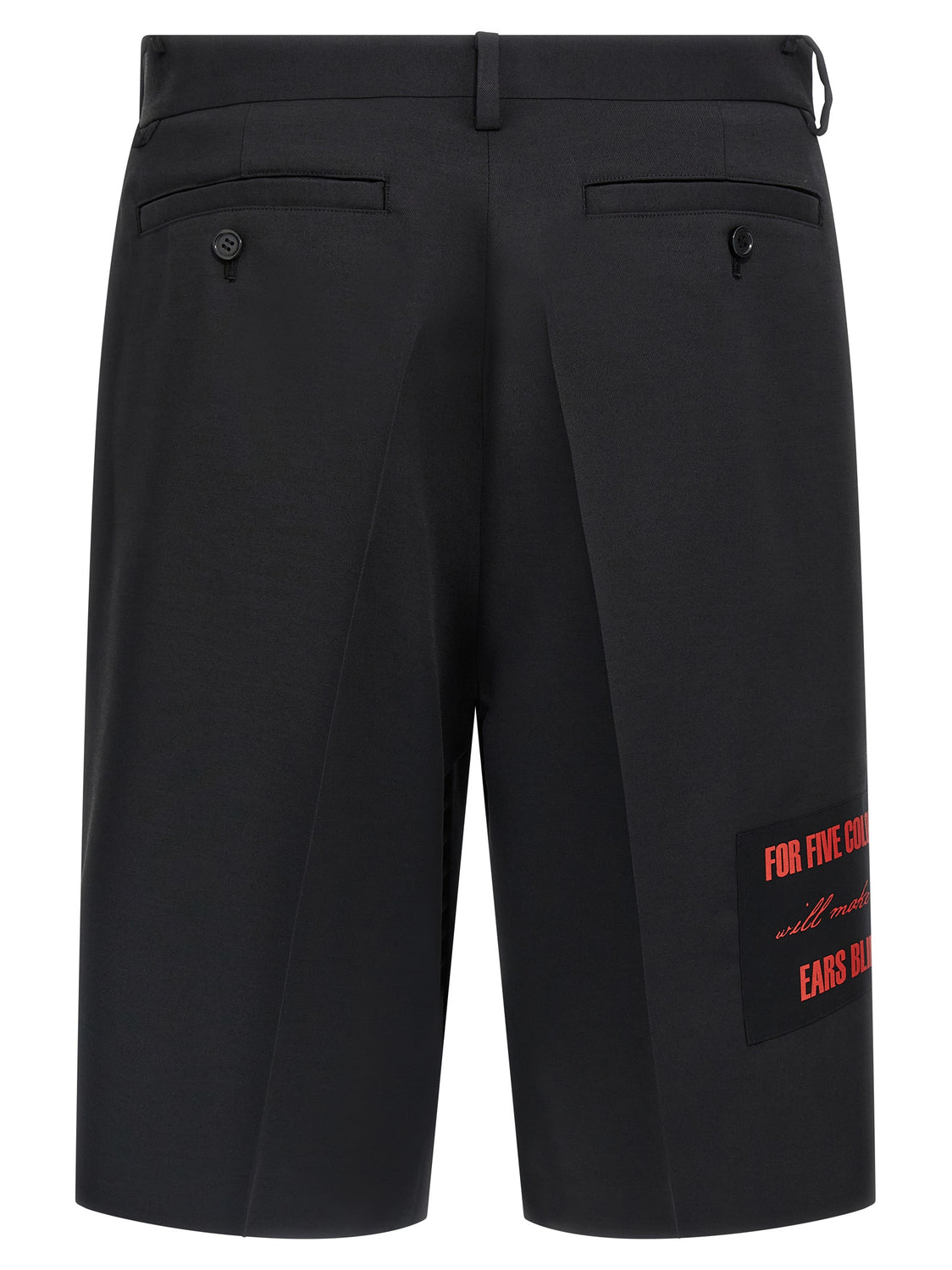 Black Polyester Bermuda Shorts