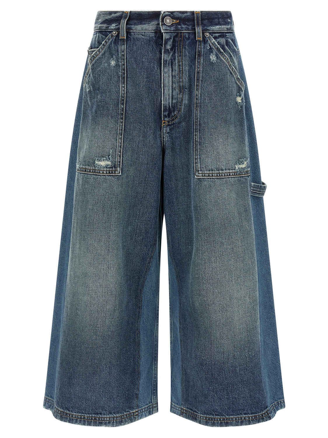 Blue Cotton Bermuda Shorts