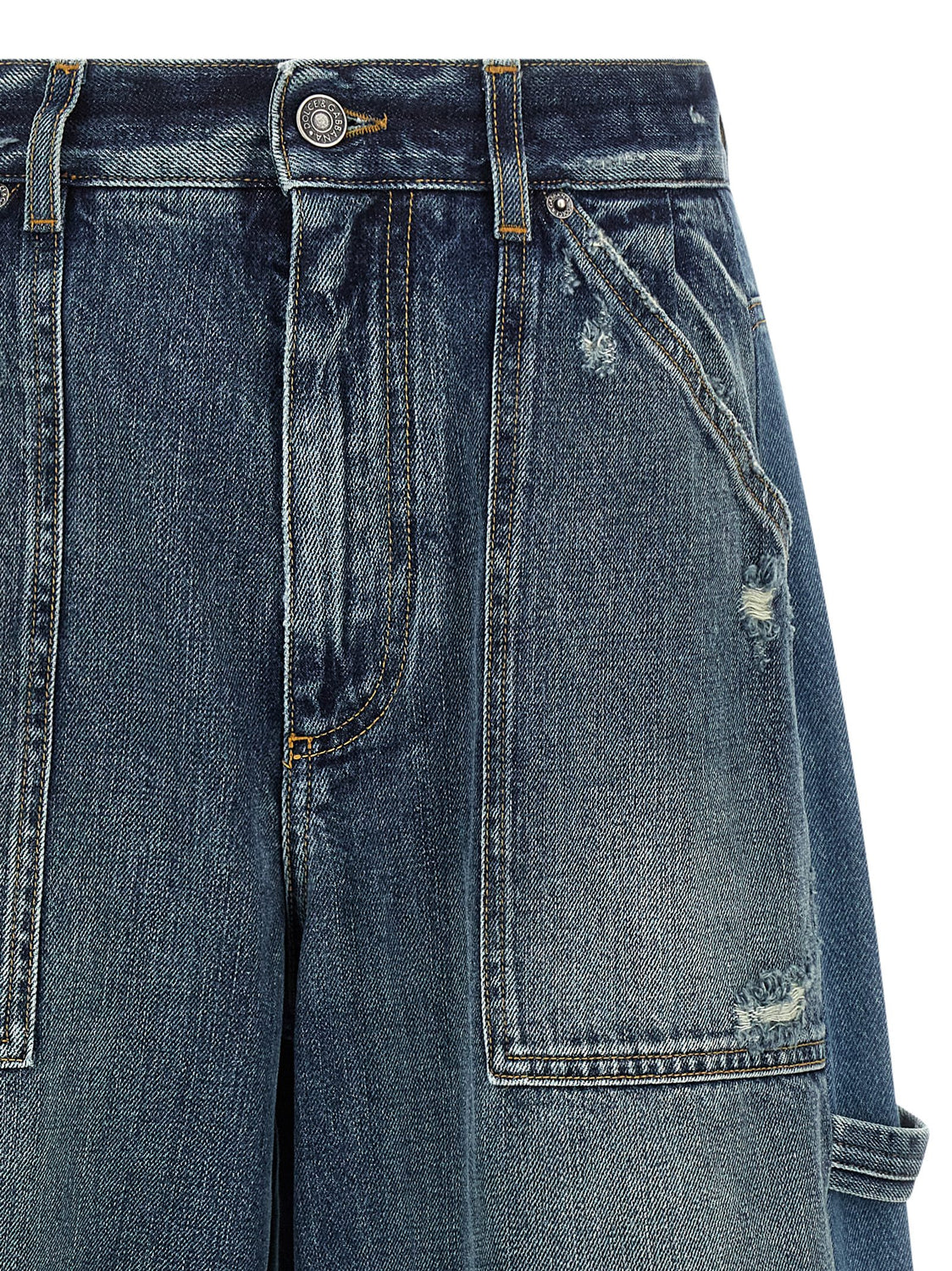 Blue Cotton Bermuda Shorts