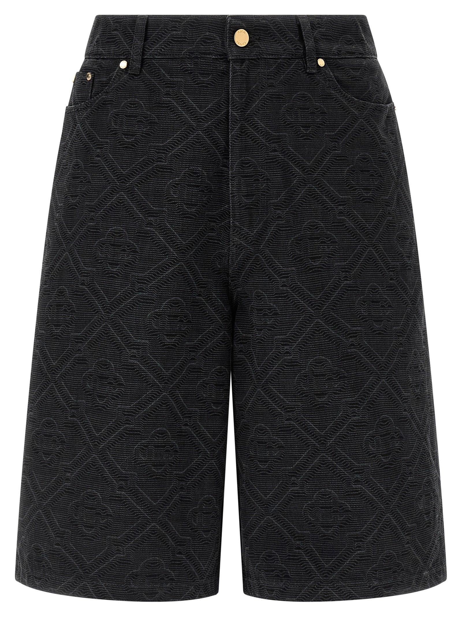 Black Cotton Bermuda Shorts