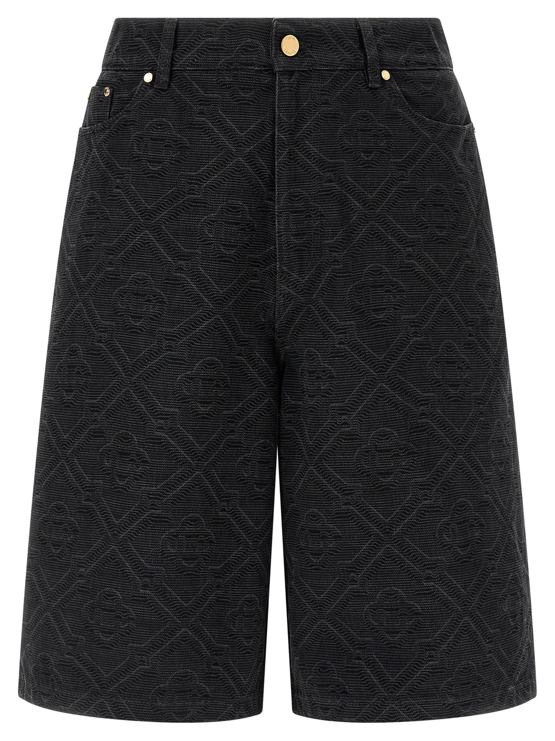 Black Cotton Bermuda Shorts