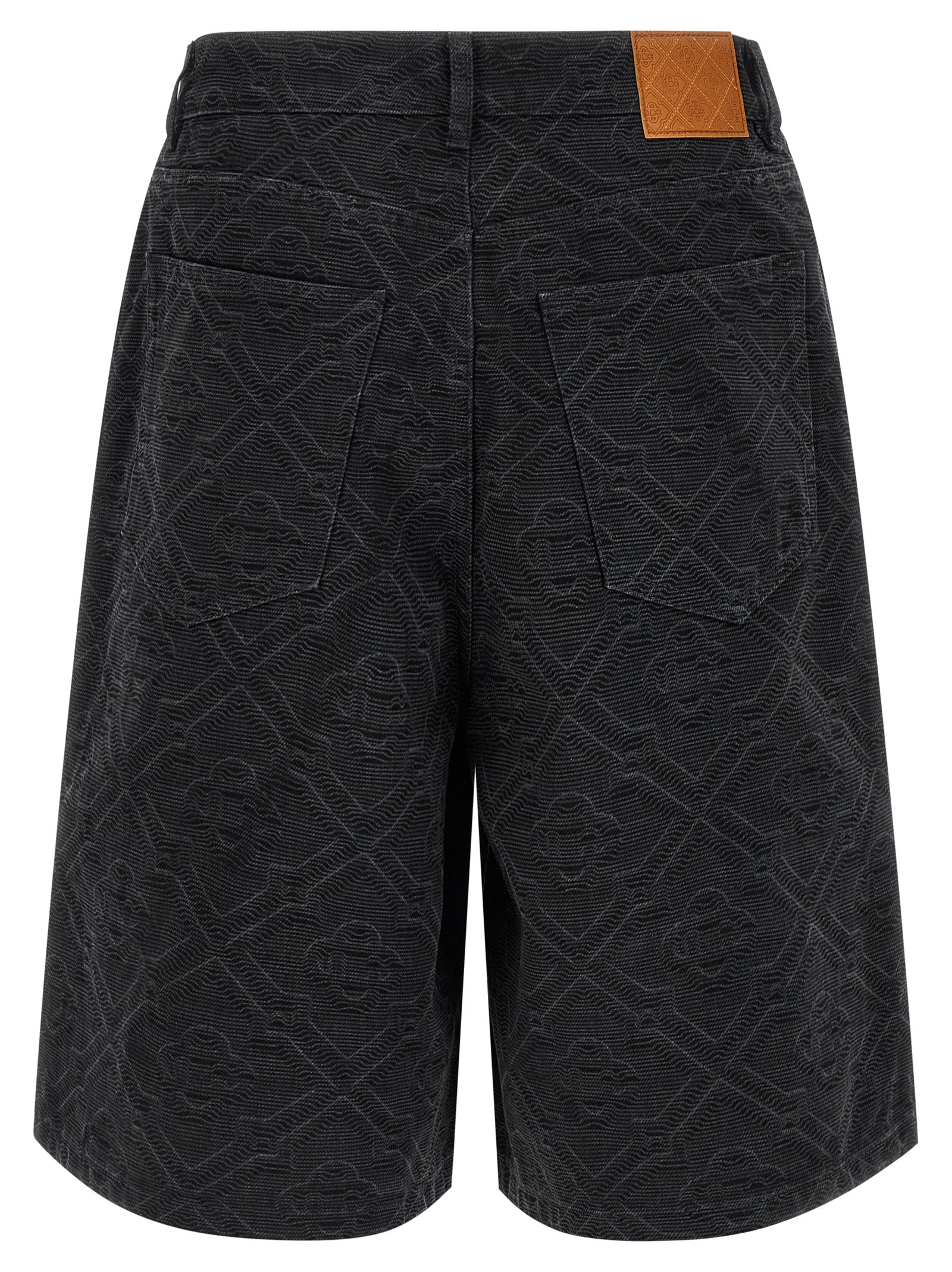 Black Cotton Bermuda Shorts