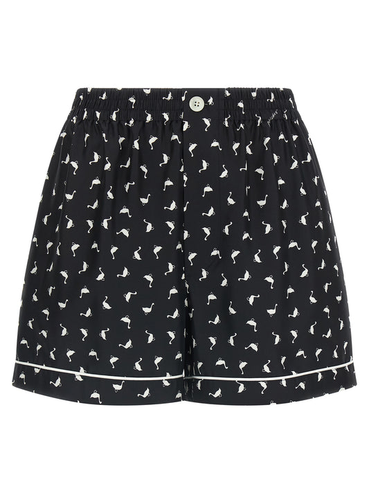 Bicolor Silk Bermuda Shorts