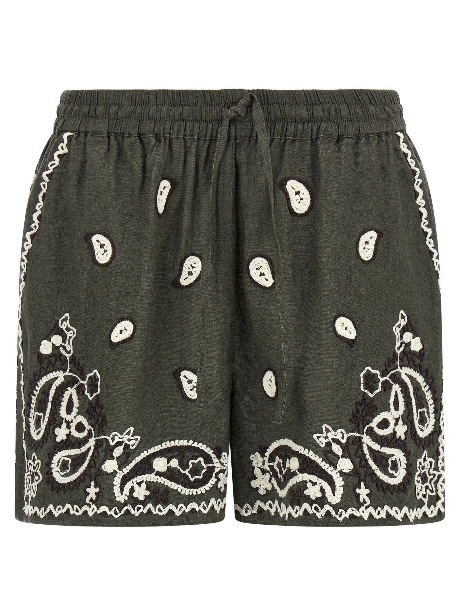 Bicolor Linen Bermuda Shorts