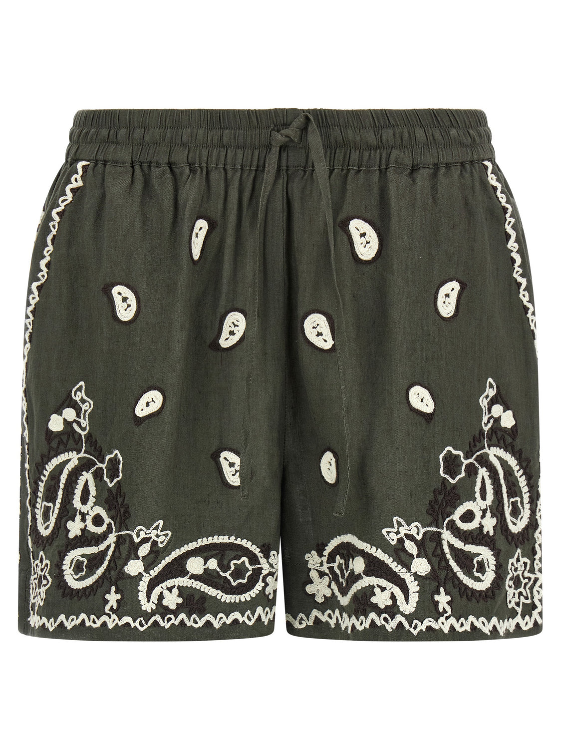 Bicolor Linen Bermuda Shorts