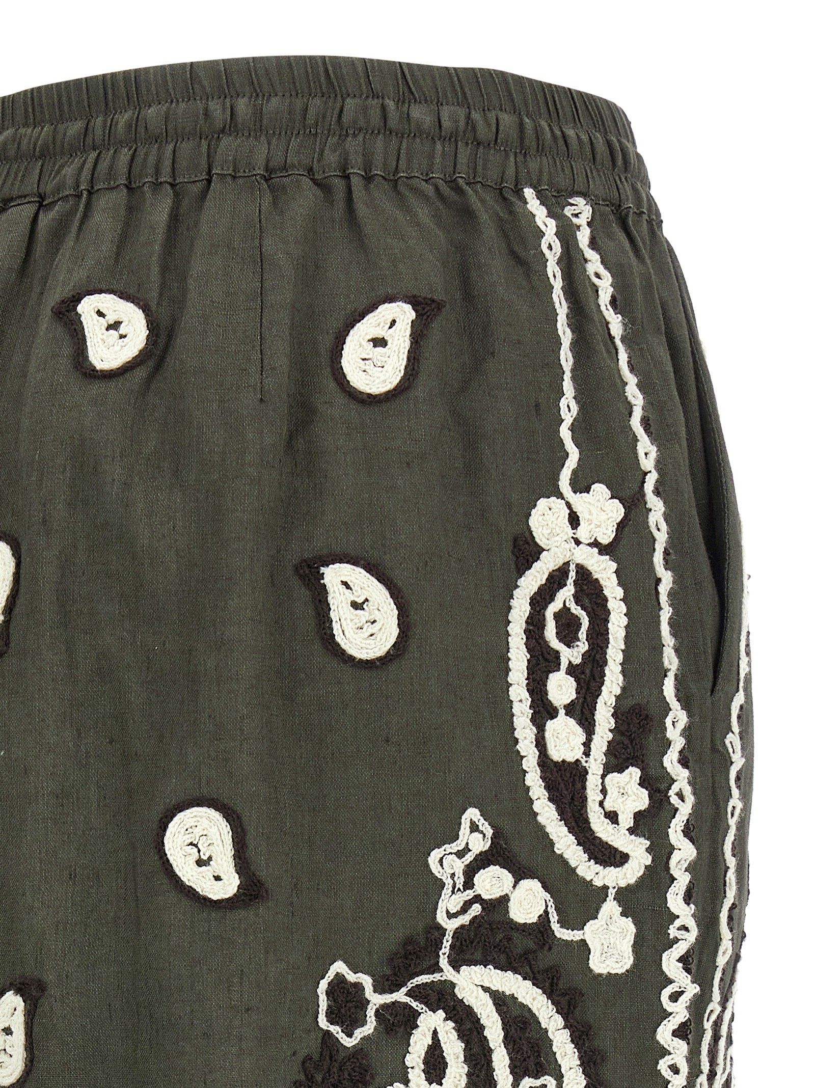 Bicolor Linen Bermuda Shorts