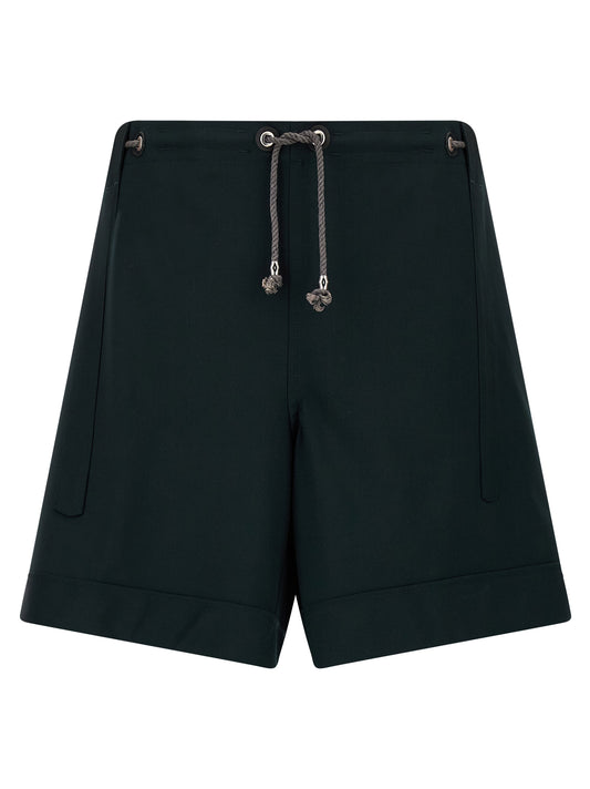 Bicolor Virgin Wool Bermuda Shorts