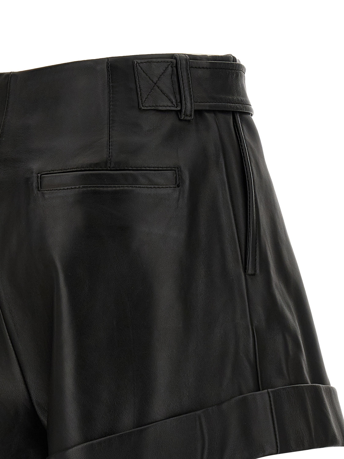 Black Lamb Leather Bermuda Shorts